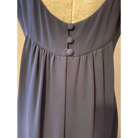 Escada Couture Dress Navy Blue 42 10 12 Low Plunge Open Back Silk Sheath - Picture 7 of 10